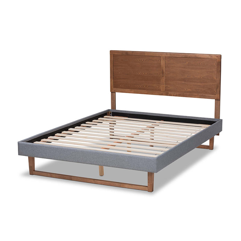 Chealsy Platform Bed, Queen, Dark Gray/Ash walnut