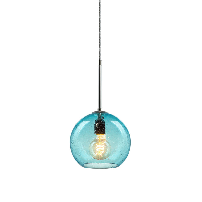 Mini-luminaire suspendu 1 lumière Bobo 3, Chrome mat, Aigue-marine