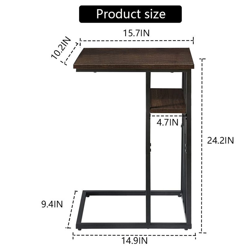 Table de bout avec rangement Frame, Brun foncé