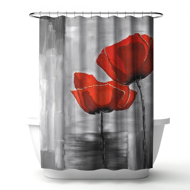 Floral – Polyester Shower Curtain, Dye Sublimation Print, 71" W × 74" L