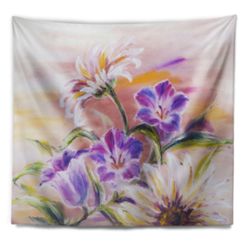 Tapisserie de fleurs sauvages pourpres Floral, H 32 po x l 39 po