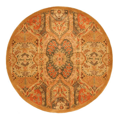 Tapis oriental doré / orange en laine touffeté à la main