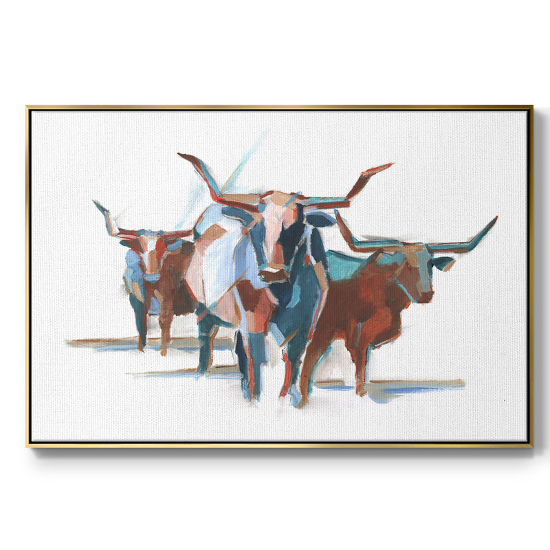 Longhorns modernes I, H 25 po x l 37 po x P 2 po, Or