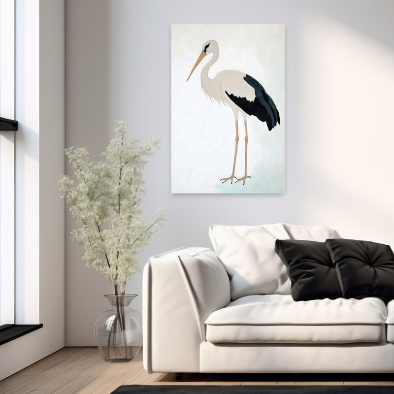 Cigogne abstraite, art mural contemporain, 36" H x 24" W