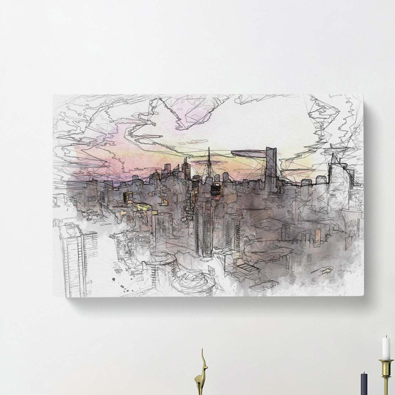 Toronto Canada Skyline In Abstract - Wrapped Canvas, 60cm H x 91cm W x 3cm D