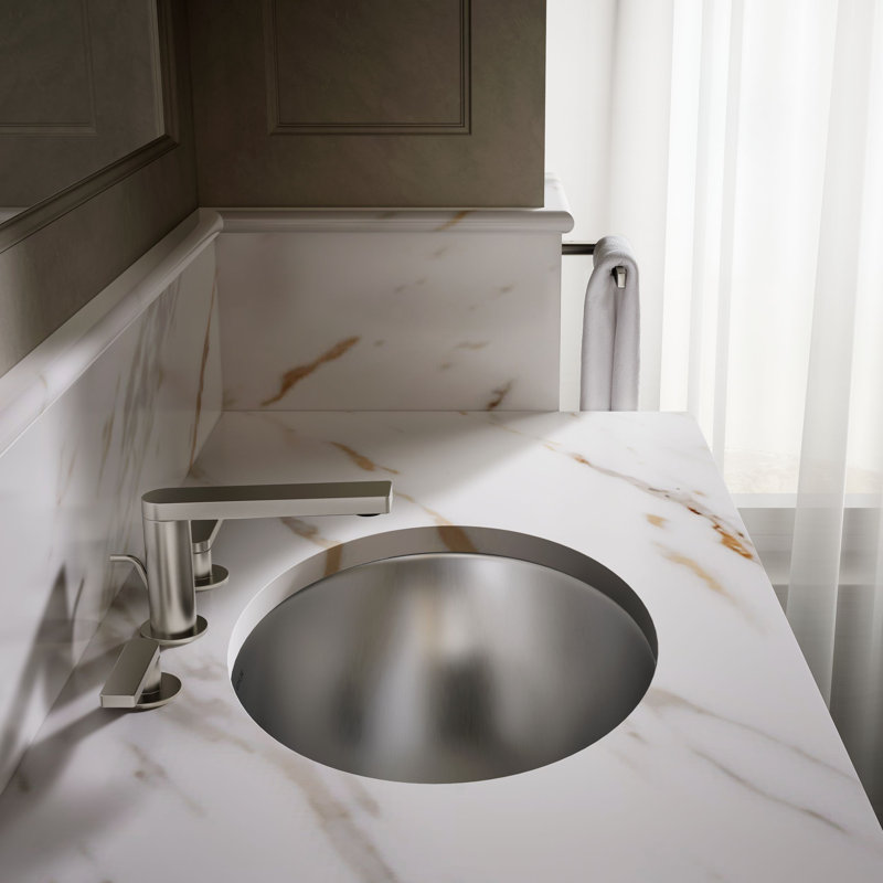 Rhythm Metal Oval Undermount Bathroom Sink, Satin