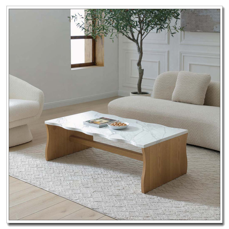 Table basse Living Room Waves, Bois naturel