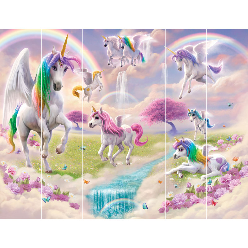Murale licorne magique L 8 pi x l 120 po Drucella