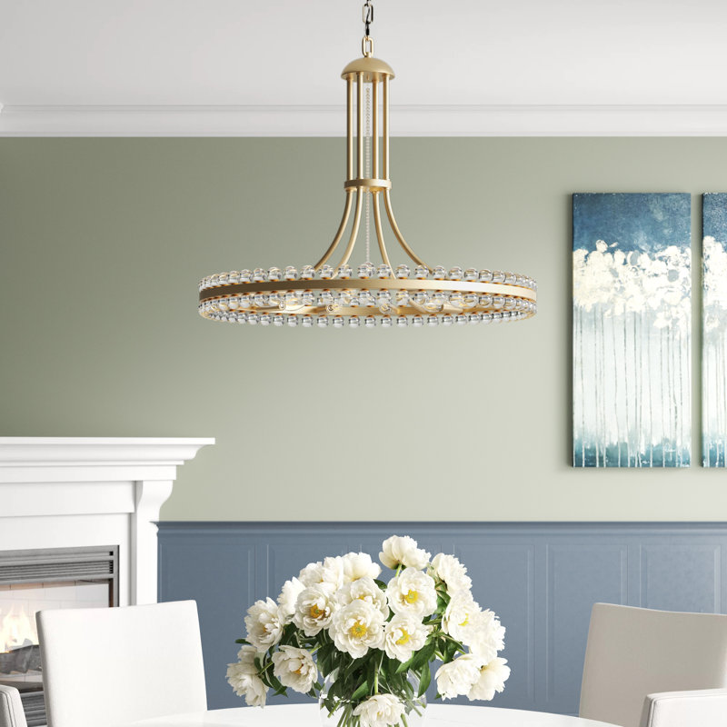 Kristine 12 - Light Dimmable Wagon Wheel Chandelier, Aged Brass, 22.5"