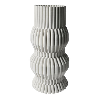 Stoneware Decorative Vase With Sculptural Ridged Textured Form