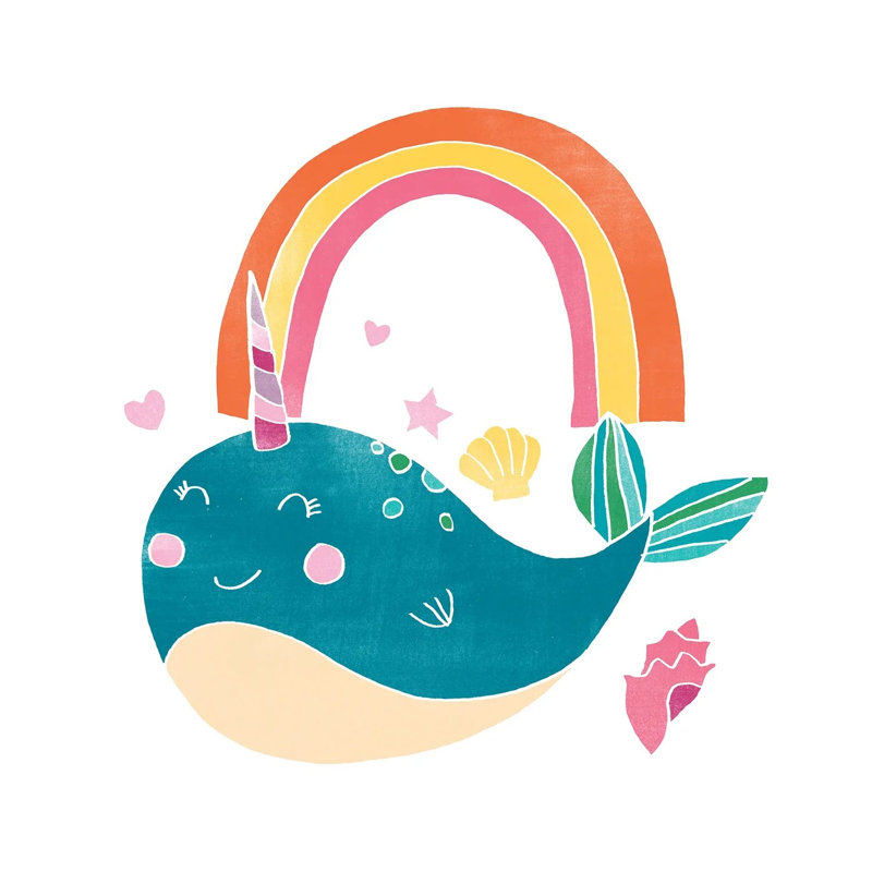 Happy Narwhals I by June Erica Vess - Wrapped Canvas Painting, 66.04 cm H x 66.04 cm W