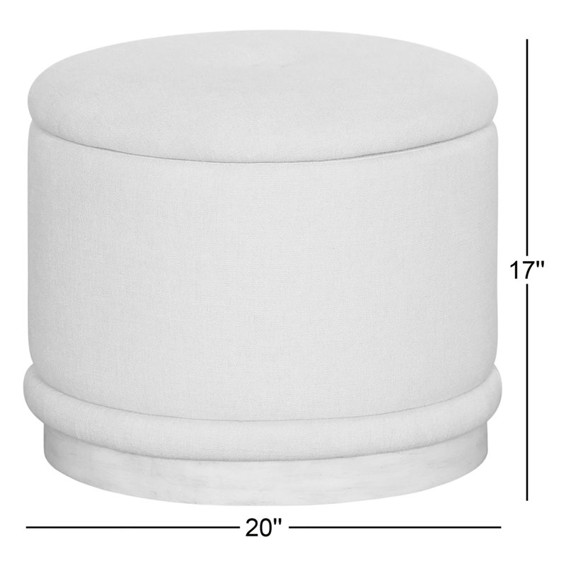 Nellya Ottoman, Gray Polyester/Linen
