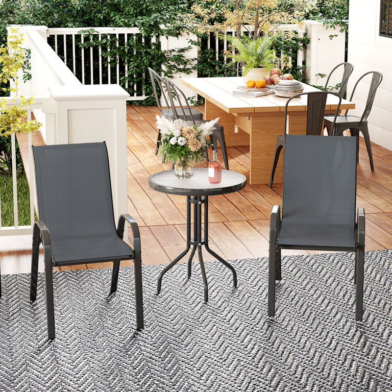 Round 3 - Piece 2 - Person 60Cm L Outdoor Bistro Set, Black/Dark Grey