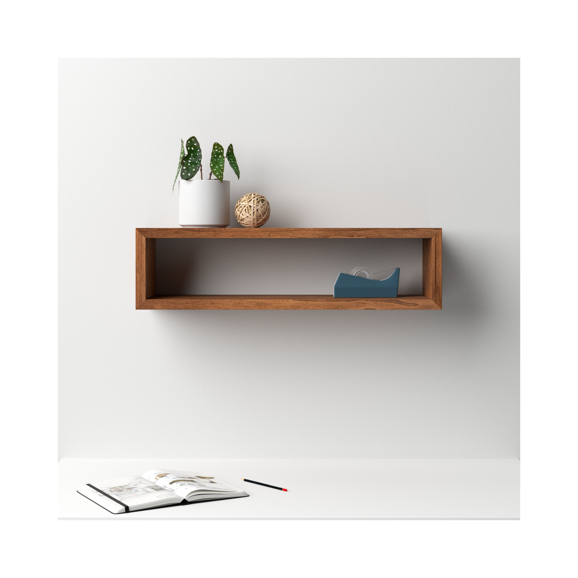 Robin Rectangle Solid Wood Floating Shelf , 8" H x 30" W x 8" D, Rustic Brown