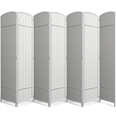 Sorbus 7-Panel Extra Wide Folding Room Divider, Mesh Hand-Woven Privacy Screen - White