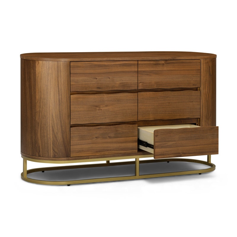 Seneca Modern Solid Wood 6-Drawer Dresser with Elevated Metal Base and Smooth-Glide Storage, Natural