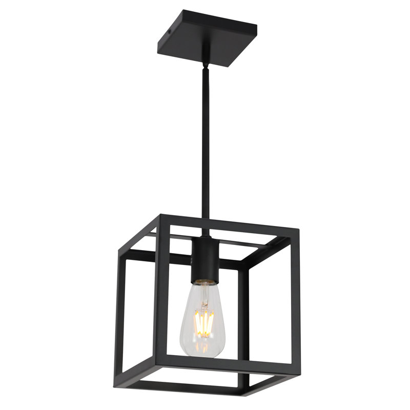 Luminaire suspendu carré à 1 lumière, Noir