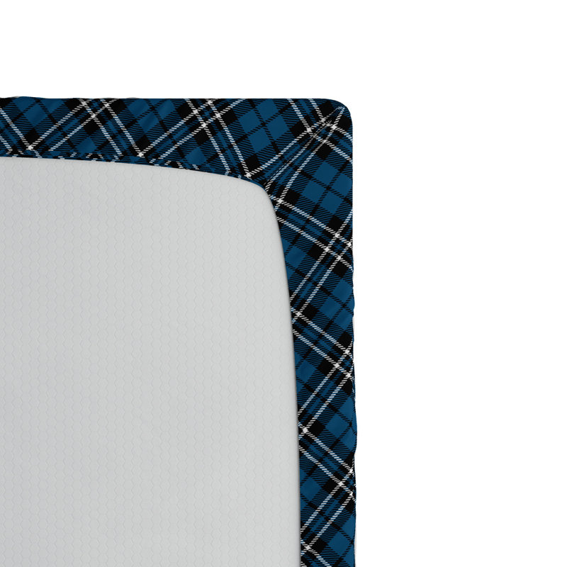 Twin XL Blue Microfiber Plaid Fitted Sheet