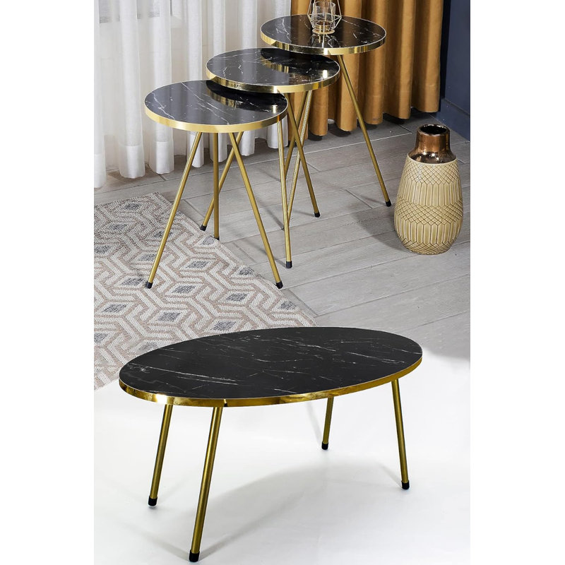 Chattanooga Living Room Table Set, Black Marble