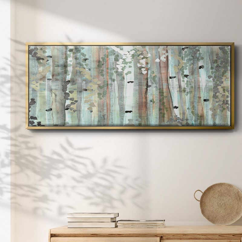 Spring Birch Meadow- Framed Canvas, 20" H x 50" W