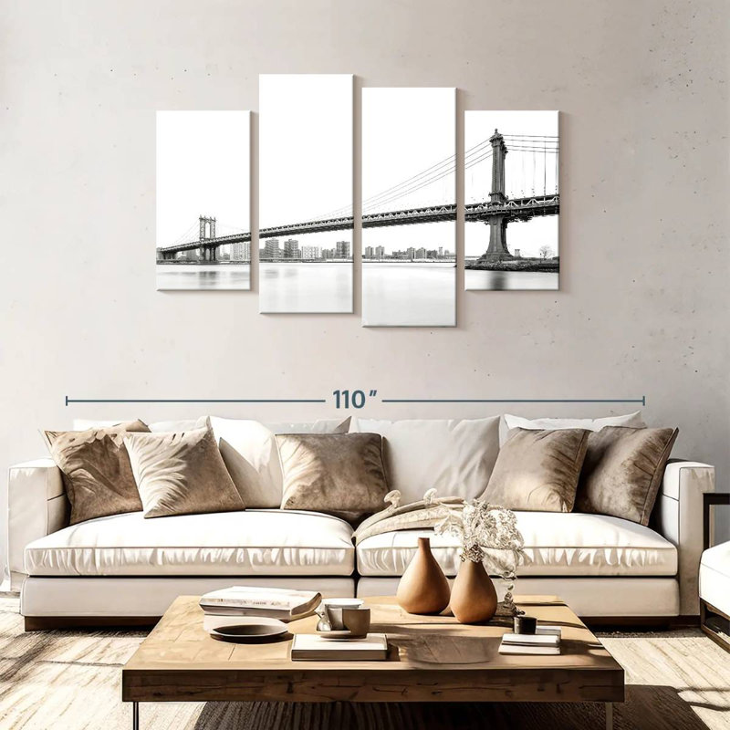 Monochrome Manhattan Bridge, H 48 po x l 75 po