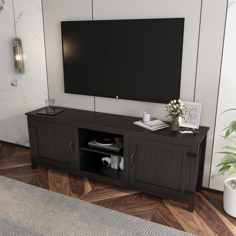 Meuble télé avec console multimédia et portes