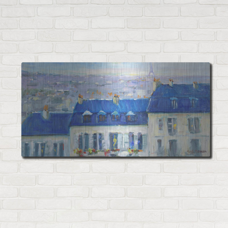 Art mural en métal luxueux «Paris Rooftop» par Allayn Stevens, 48 po x 24 po, H 24 po x l 48 po