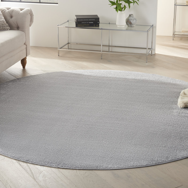 Tapis traditionnel argenté Yolonda, Rond 8 pi