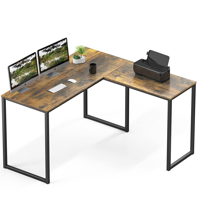 Bureau d'écriture en L Chaddie, Brun / noir, H 27,99 po x l 48 po