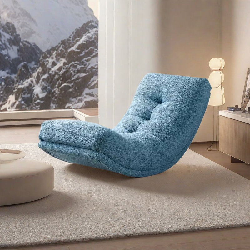 Chaise berçante en velours crème, Bleu