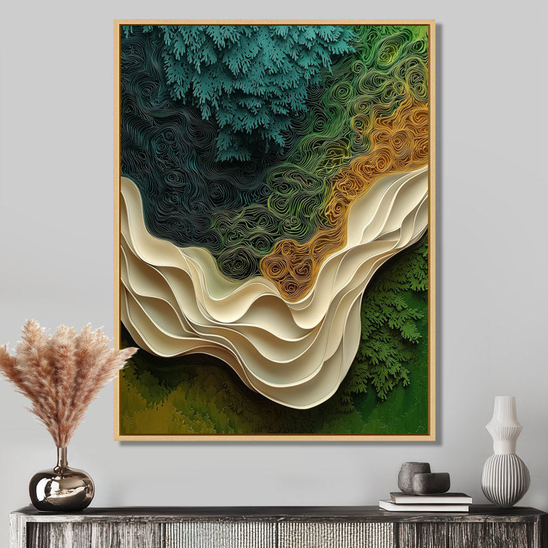 Obieze Biomorphism Earth Ephemeral Pathway IV - Lyrical Abstraction, art mural, H 32 po x l 24 po, Crème, crème
