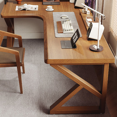 Walnut L-Shaped Solid Wood desk