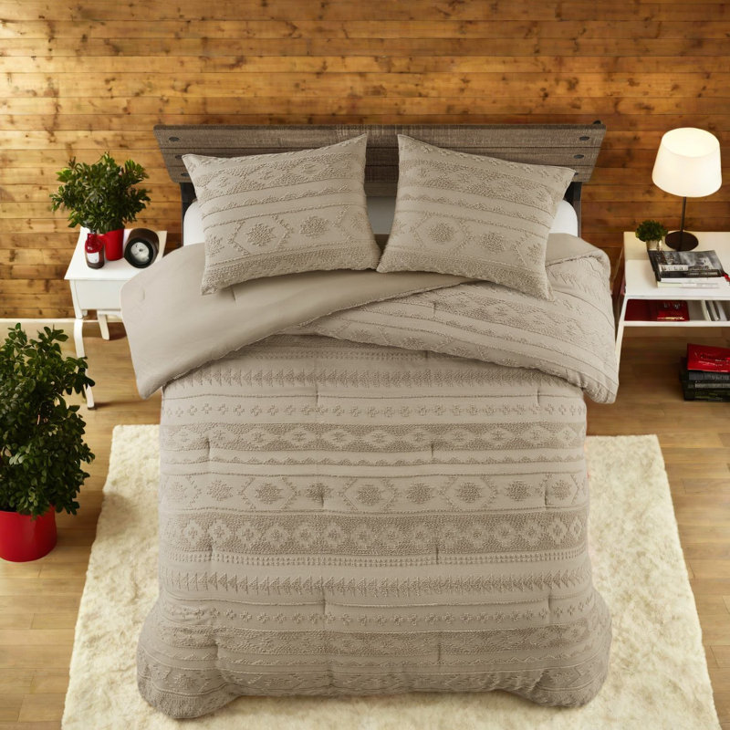 Cozy Oversized Chenille Bedding Sets, Tan Polyester, Southwestern Style