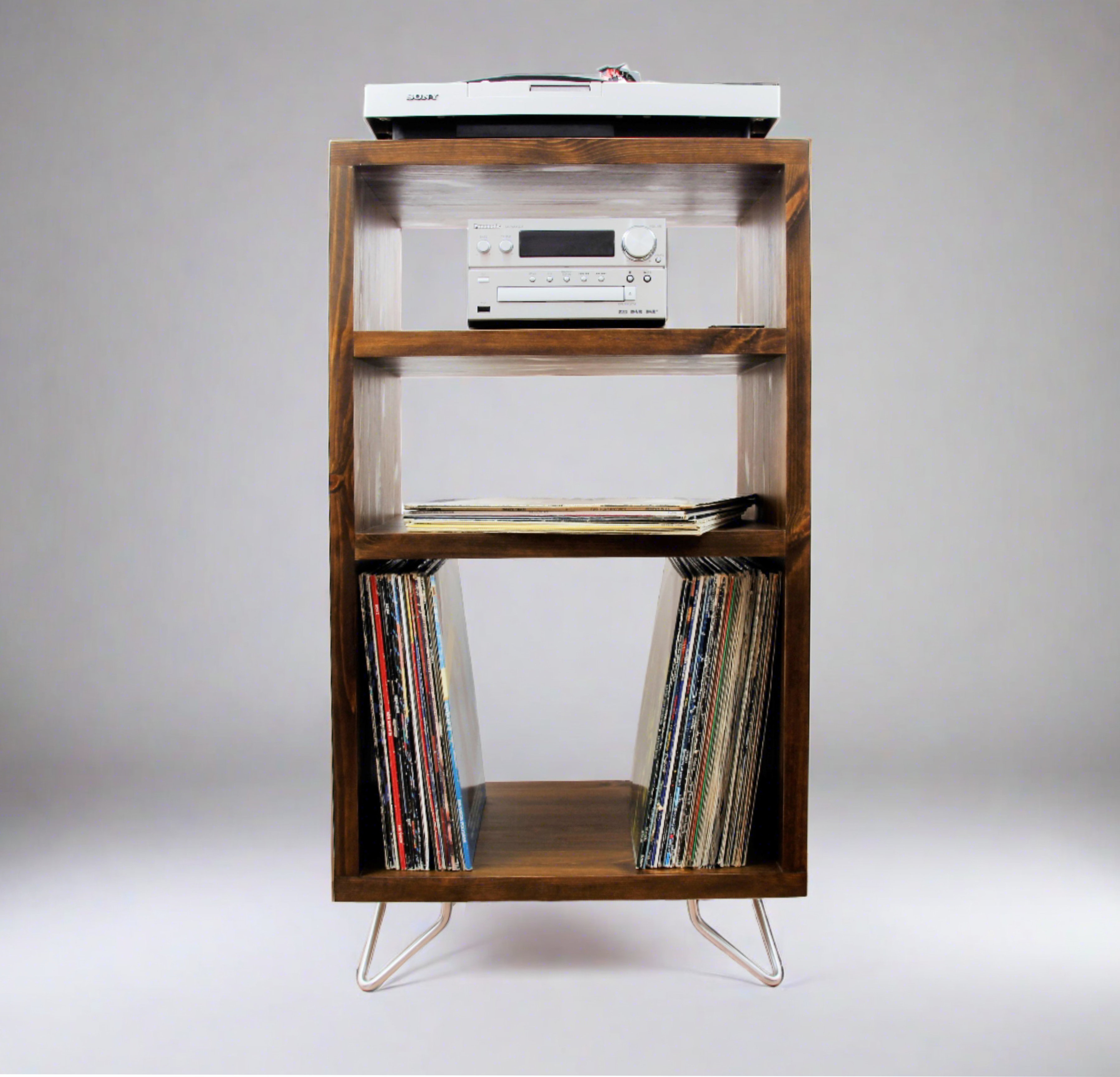 Gracie Oaks Record Player Stand, Vinyl LP Record Storage, Hifi Rack ...