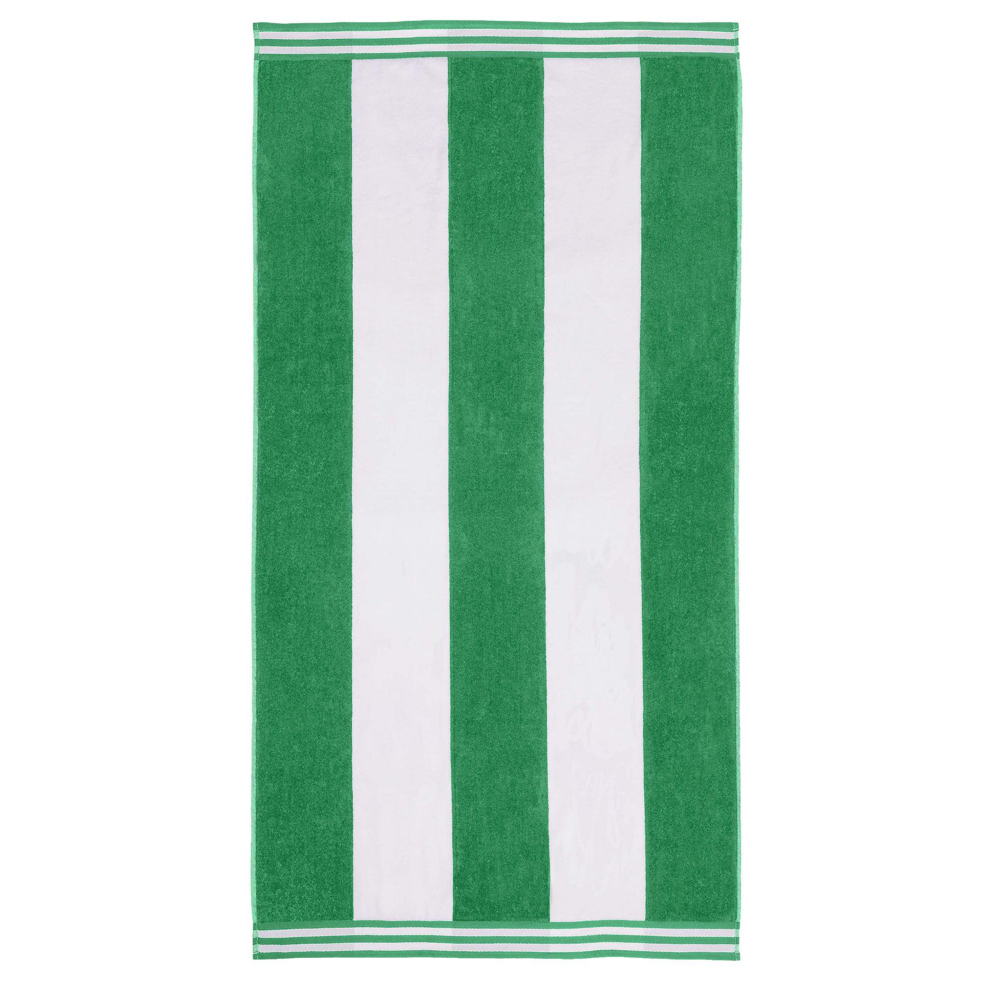 Calheta Cotton Oversized Cabana Stripe Beach Towels, Dark Green, 1