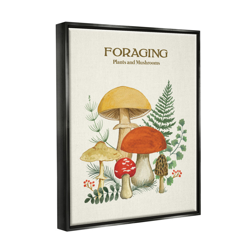 "Botanical Plants & Mushroom", art mural encadré sur toile flottante par Sharon Lee, Cadre flottant noir de jais