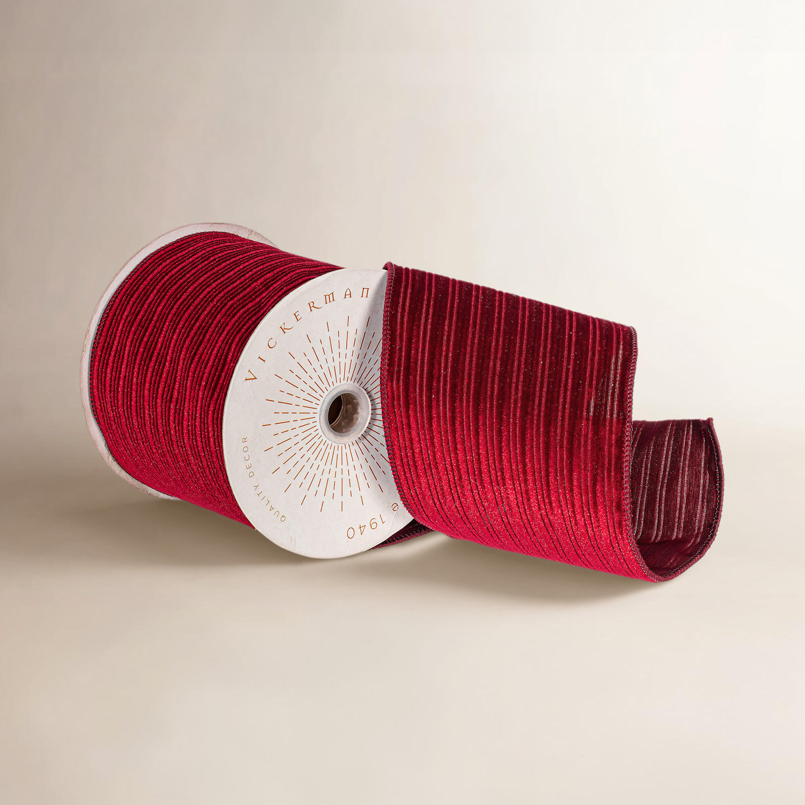 Vickerman 10yd Velvet Ribbon, Burgundy, 0.2" H x 360" W x 4" D