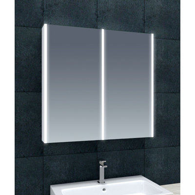 800 mm W 700 mm H Surface Mirrored Bathroom Cabinets 2 Shelves with Mirror