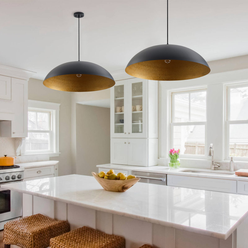 1-Light black iron adjustable pendant lamp