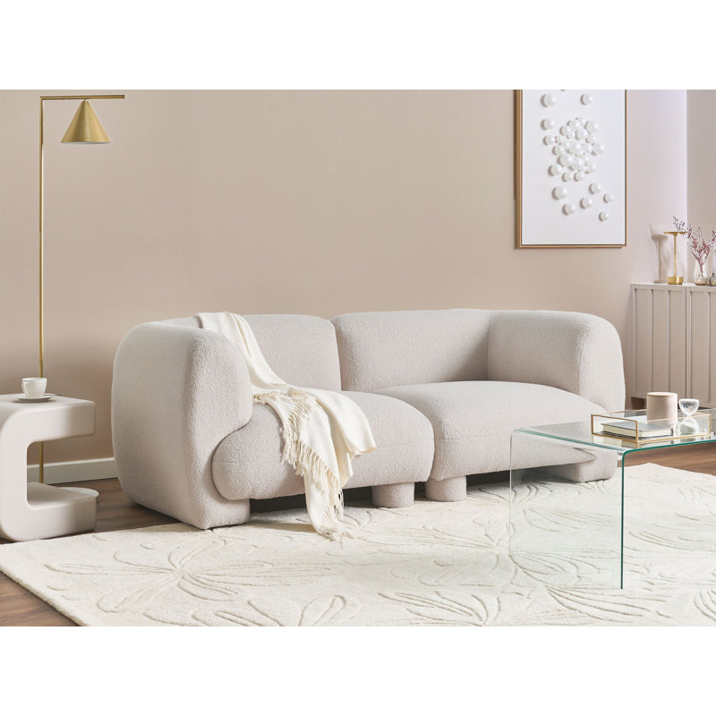 Ceonna 2 Seater Boucle Sofa, White, White Boucle
