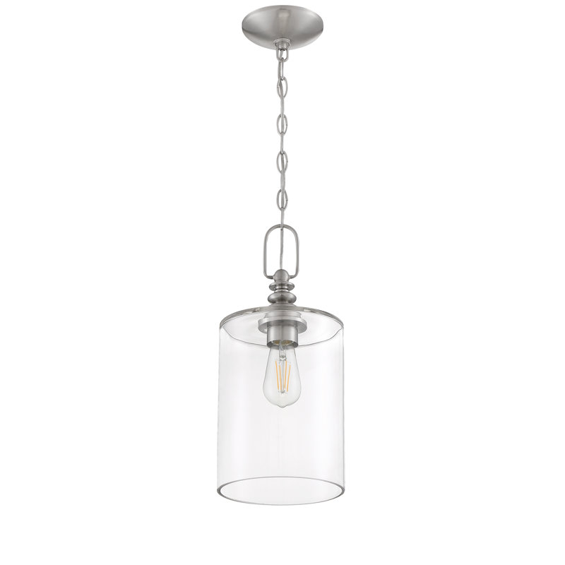 Luminaire à pot simple 1 lumières Uffington, Nickel poli brossé