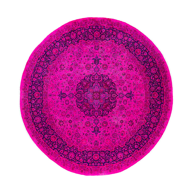 Tapis rose en laine noué à la main de style contemporain Cairns 8 pi 1 po x 8 pi 4 po