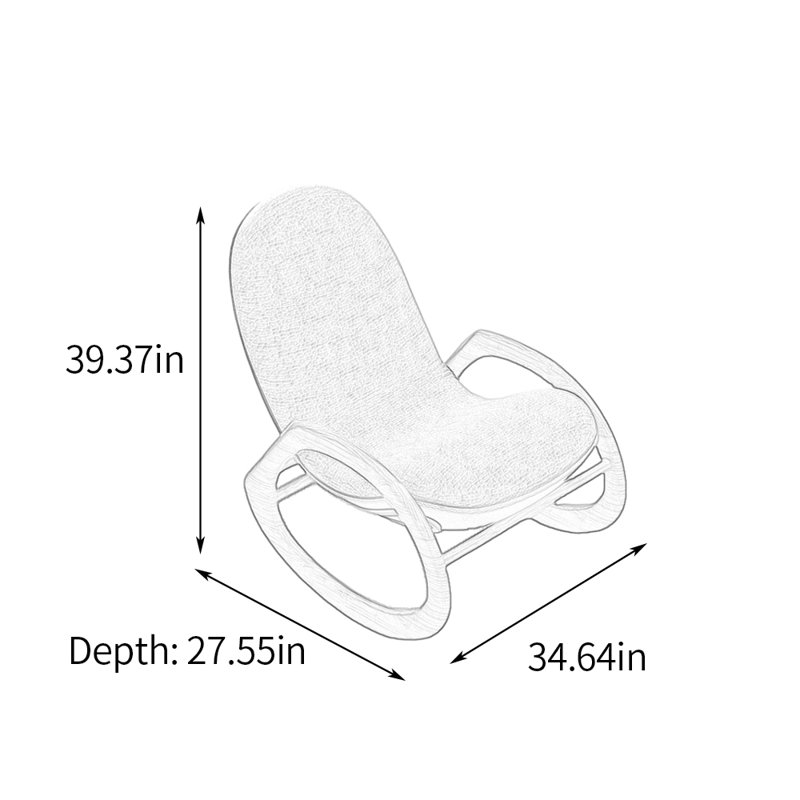 Chaise berçante en bois Modern Modern Casual, Gris clair