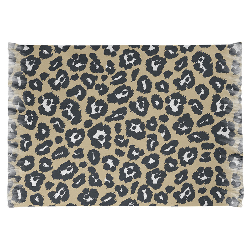 Tapis beige / noir à imprimé animal