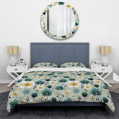 Ensemble de housse de couette floral bleu sarcelle et ivoire