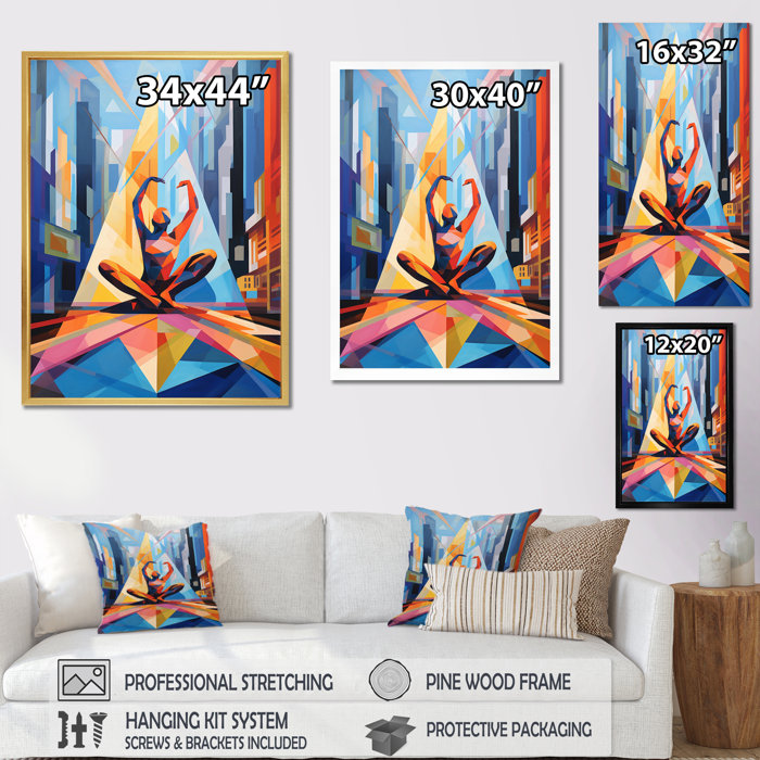 DesignArt Yoga Cubisc Collae I On Canvas Print | Wayfair