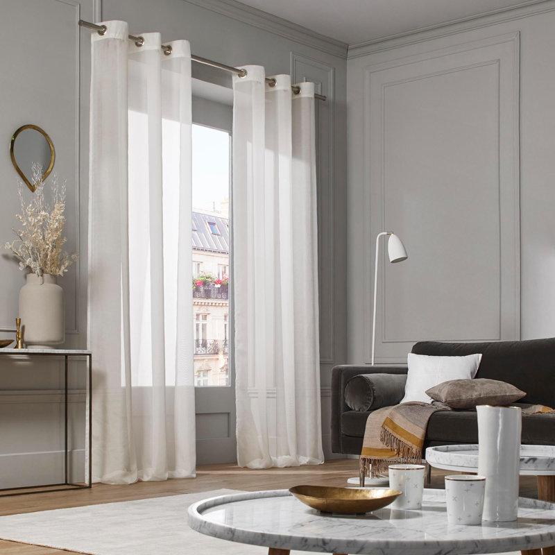 Sheer Single Curtain Panel, 117" L x 57.09" W, Off White