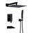 Modern Black Wall Mount Shower Faucet System with Rainfall Shower Head and Handle Set