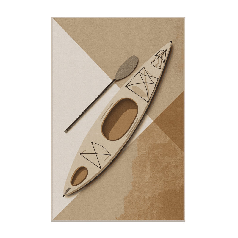 Soft Plush Edens Kayak Modern Area Rug in Beige – Beige Binding, 5x8