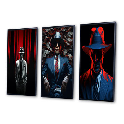 " Retro Portrait Of Black And White Man With A Hat " 3 - Pieces